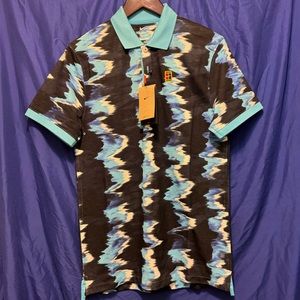 Men Nike PoloPrint Slim-Fit Polo Baltic Blue Size Medium NWT DV8915-416